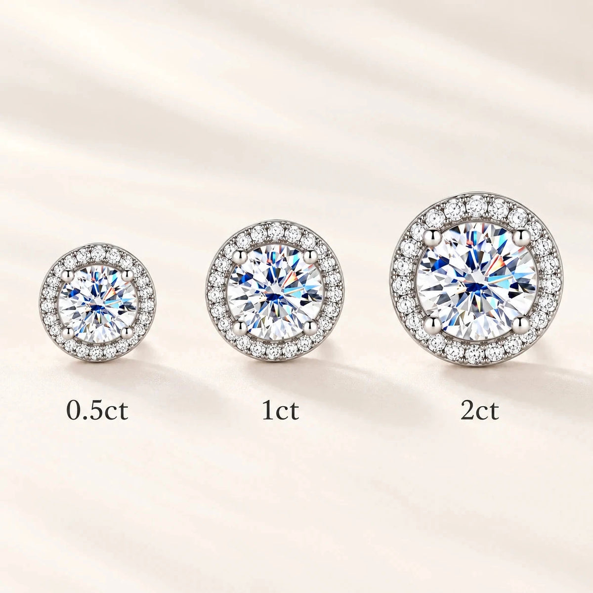 Halo Moissanite Stud Earrings