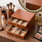 Cognac Brown 5-Drawer Jewelry Box