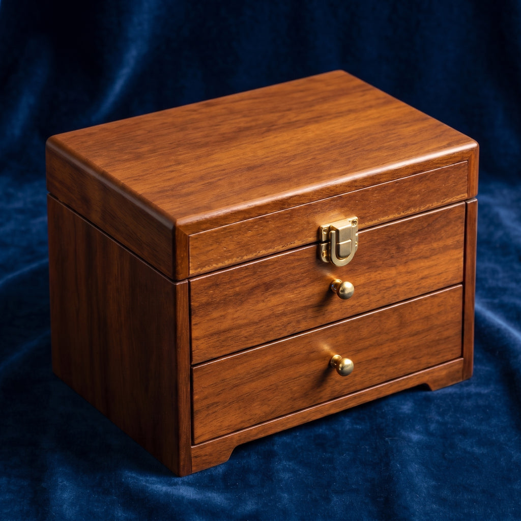 Classic Walnut Finish 3-Tier Wooden Jewelry Box