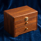 Classic Walnut Finish 3-Tier Wooden Jewelry Box
