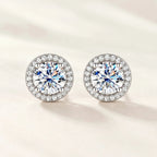 Halo Moissanite Stud Earrings