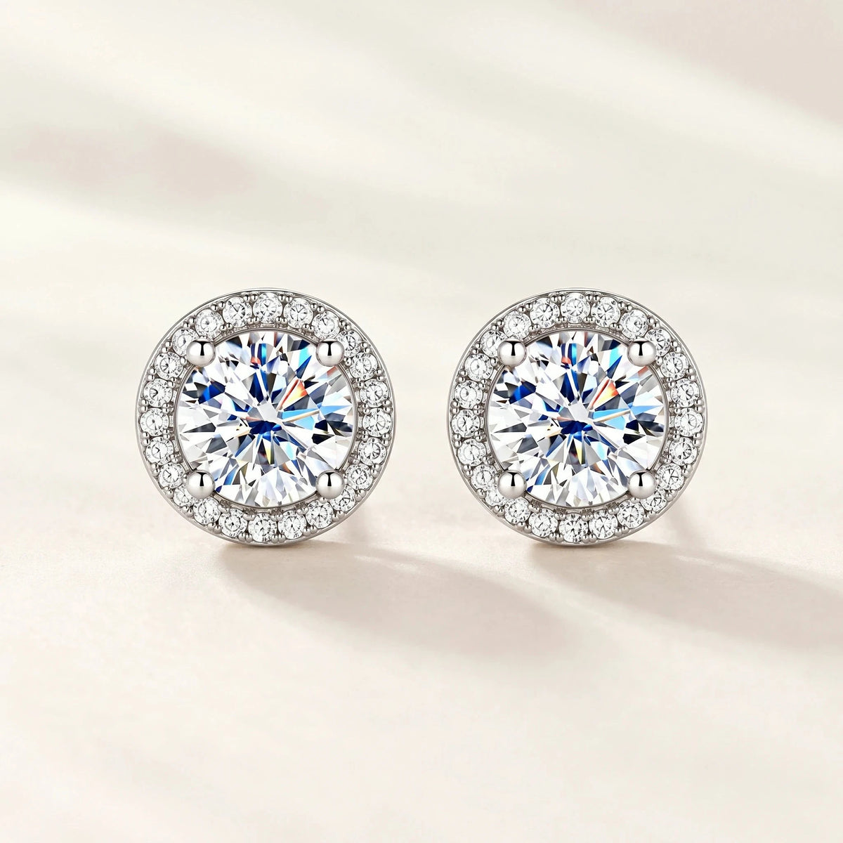 Halo Moissanite Stud Earrings