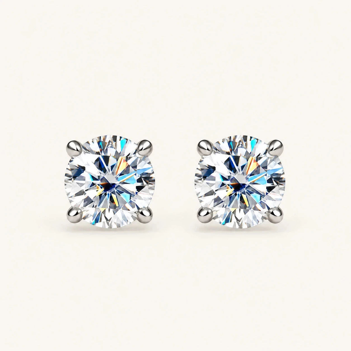 Round Moissanite Stud Earrings