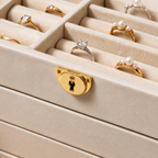 Cream Multi-Tier Faux Leather Jewelry Box