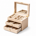 Sand Multi-Tier Jewelry Box with Mirror
