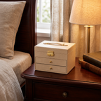 Sand Multi-Tier Jewelry Box with Mirror