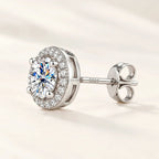 Halo Moissanite Stud Earrings