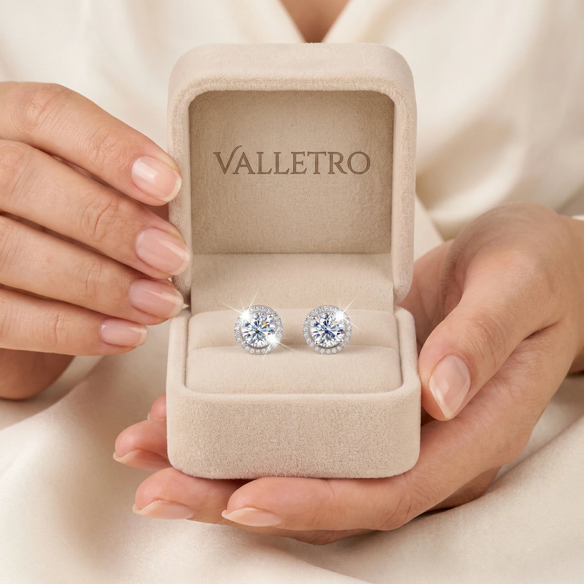Halo Moissanite Stud Earrings