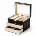 Classic Black Glass-Top Jewelry Box