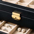 Classic Black Glass-Top Jewelry Box