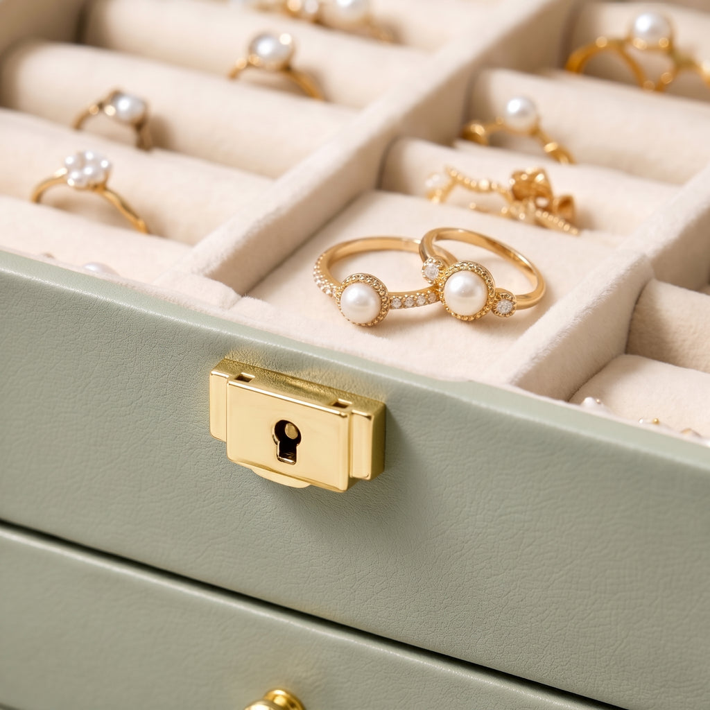 Sage Green Multi-Tier Jewelry Box
