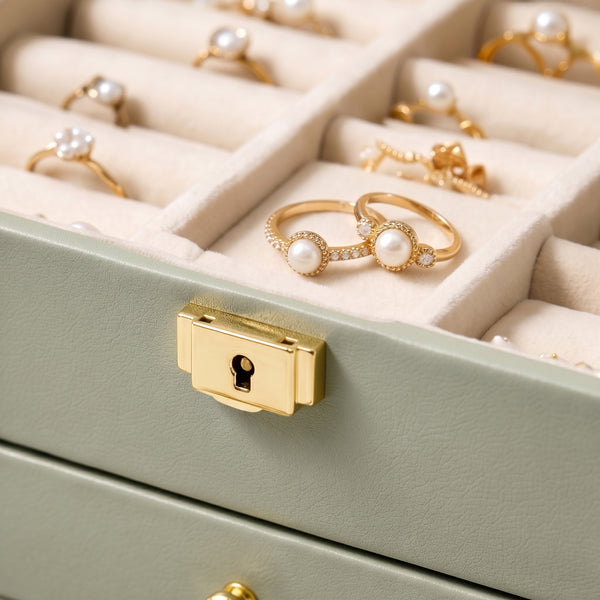 Sage Green Multi-Tier Jewelry Box