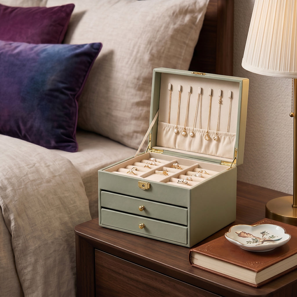 Sage Green Multi-Tier Jewelry Box