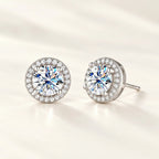 Halo Moissanite Stud Earrings