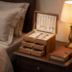 Walnut Finish Multi-Tier Wooden Jewelry Box