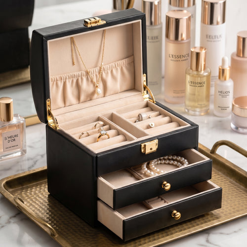 Classic Black Domed Jewelry Box