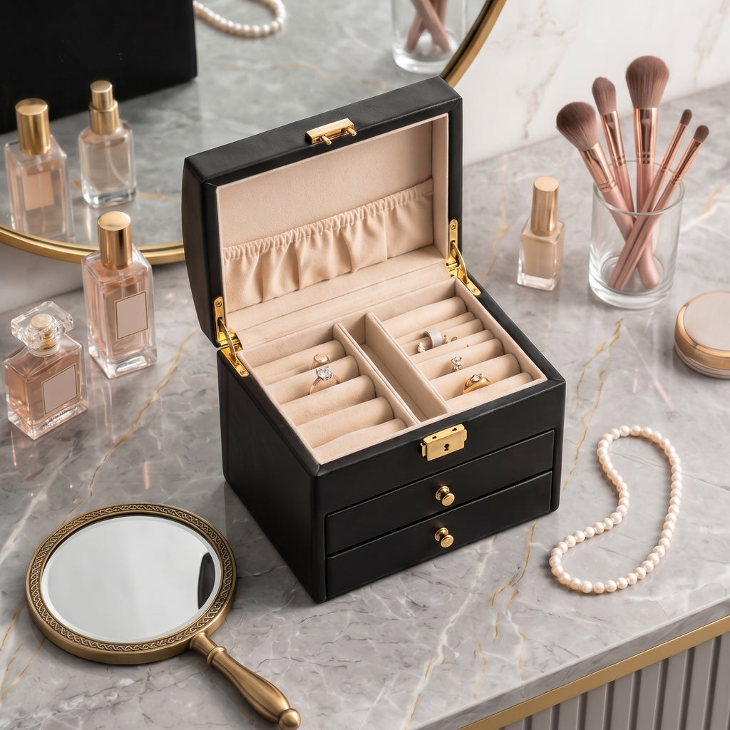 Classic Black Domed Jewelry Box