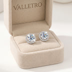 Halo Moissanite Stud Earrings
