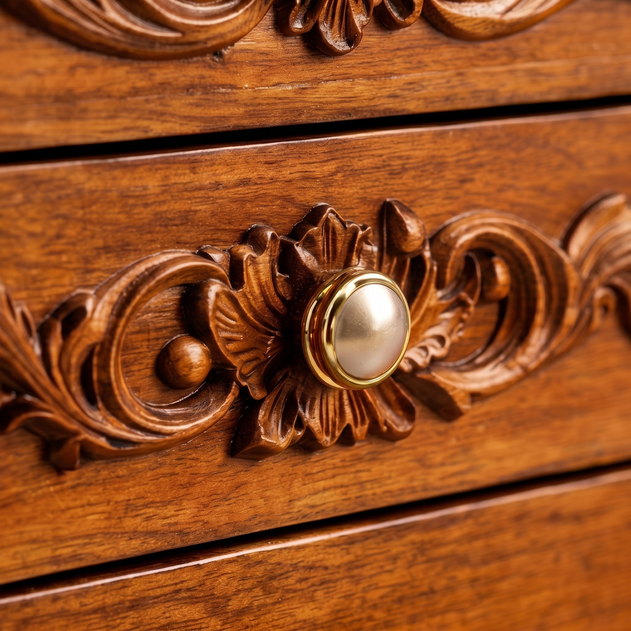 Ornate Carved Wooden Jewelry Armoire