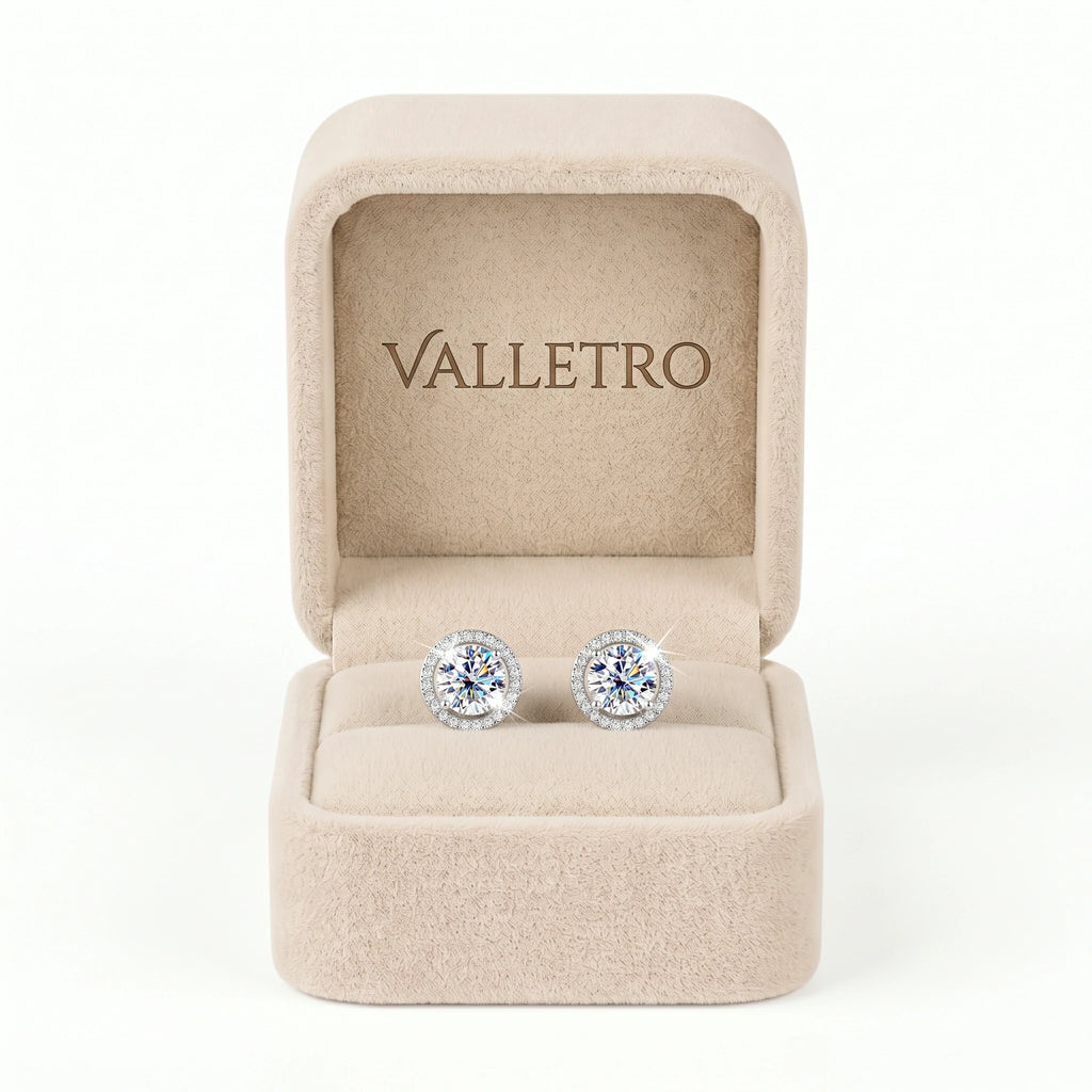 Halo Moissanite Stud Earrings