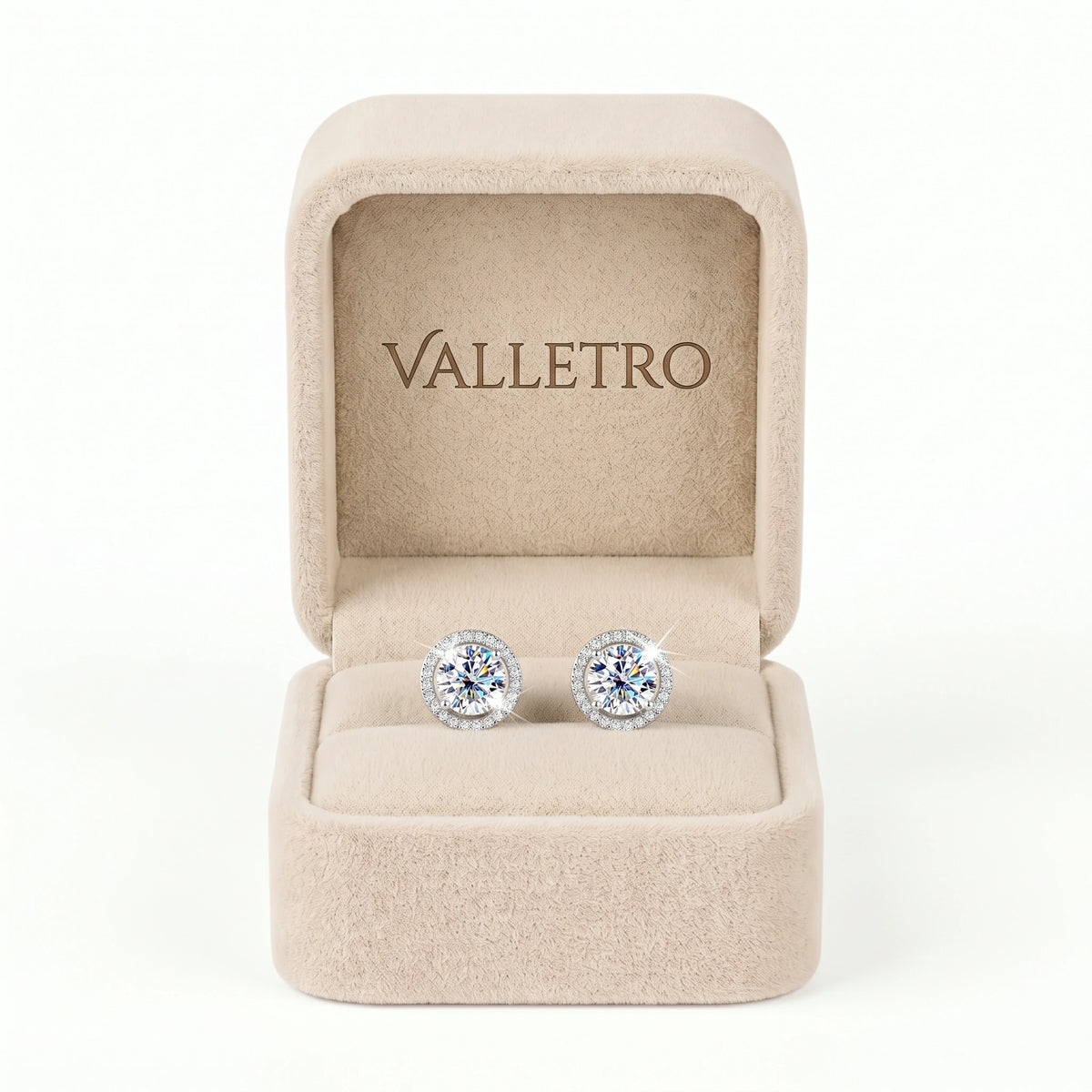 Halo Moissanite Stud Earrings