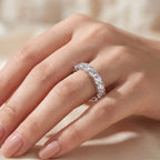 Valletro eternity ring in silver color worn on hand