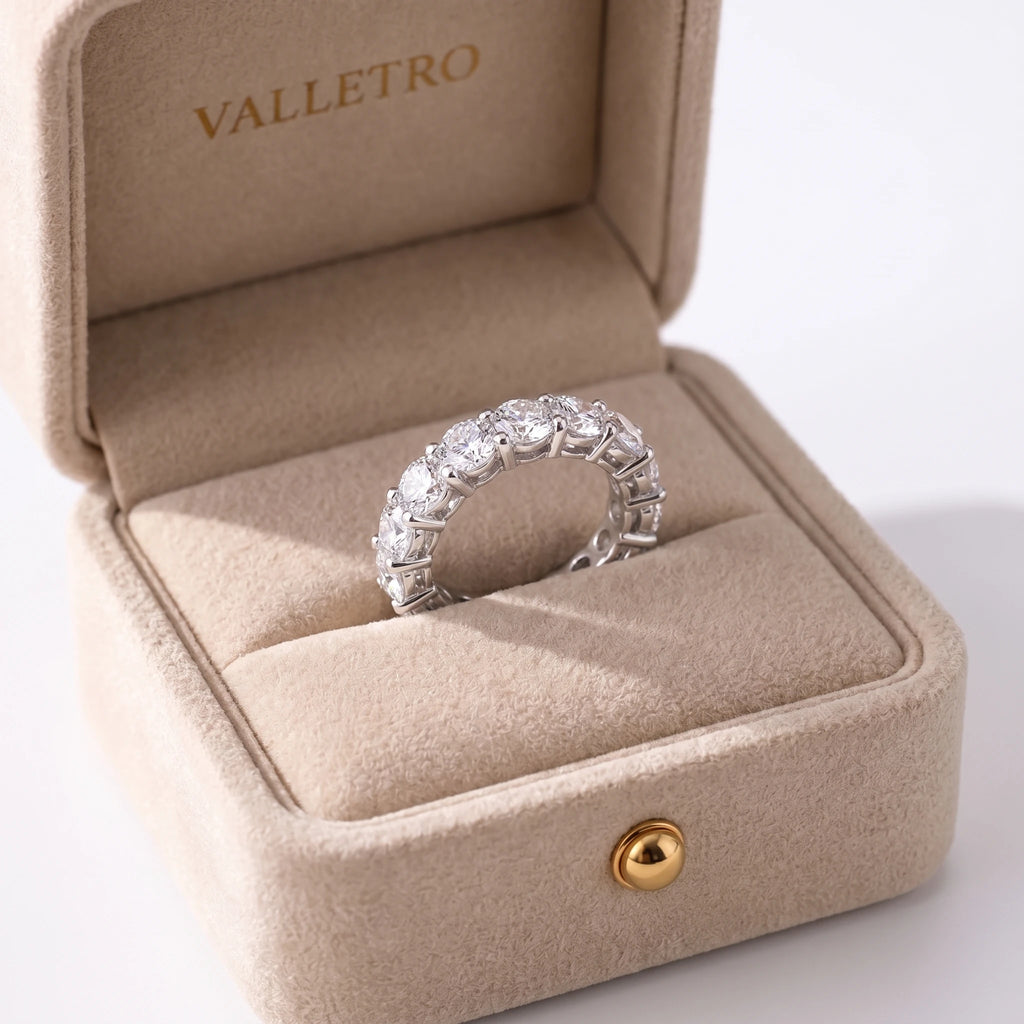 Valletro eternity ring in a Valletro presentation box