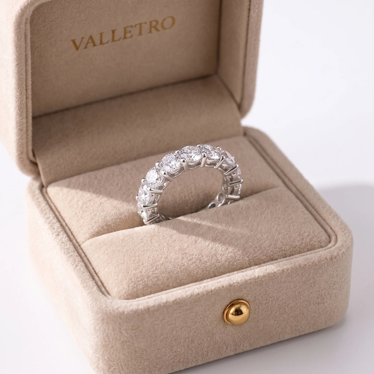 Valletro eternity ring in a Valletro presentation box