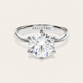 Valletro Round Solitaire moissanite ring in platinum-plated sterling silver