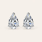 Valletro Pear Moissanite Stud Earrings, silver color, main product view