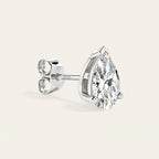 Valletro Pear Moissanite Stud Earrings, silver color, view 5