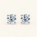 Valletro Round Moissanite Stud Earrings, silver color, main product view