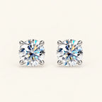 Valletro Round Moissanite Stud Earrings, silver color, main product view