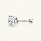 Valletro Round Moissanite Stud Earrings, silver color, view 3
