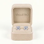 Valletro Round Moissanite Stud Earrings, silver color, view 7