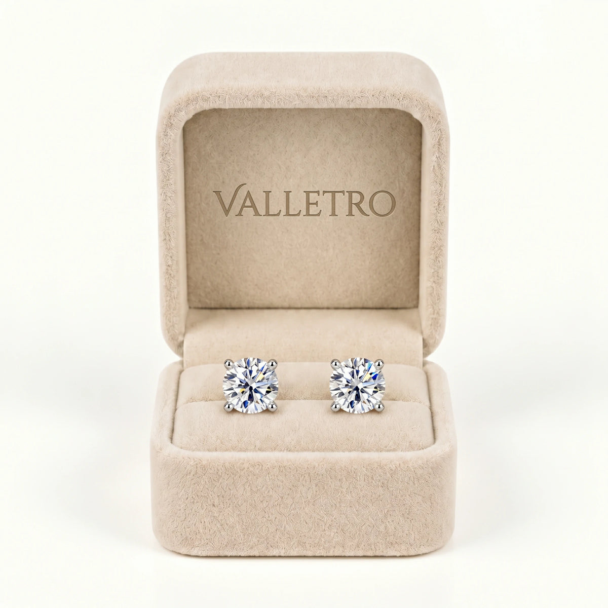 Valletro Round Moissanite Stud Earrings, silver color, view 7