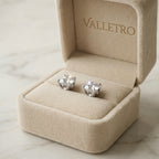 Valletro Round Moissanite Stud Earrings, silver color, view 8