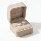 Valletro Round Moissanite Stud Earrings, silver color, view 9