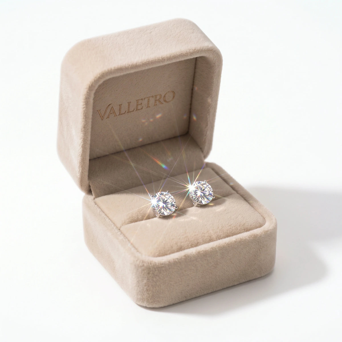 Valletro Round Moissanite Stud Earrings, silver color, view 9