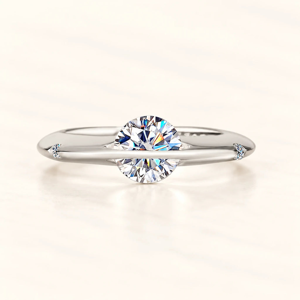 Valletro Rotating Moissanite Ring, silver color, main product view
