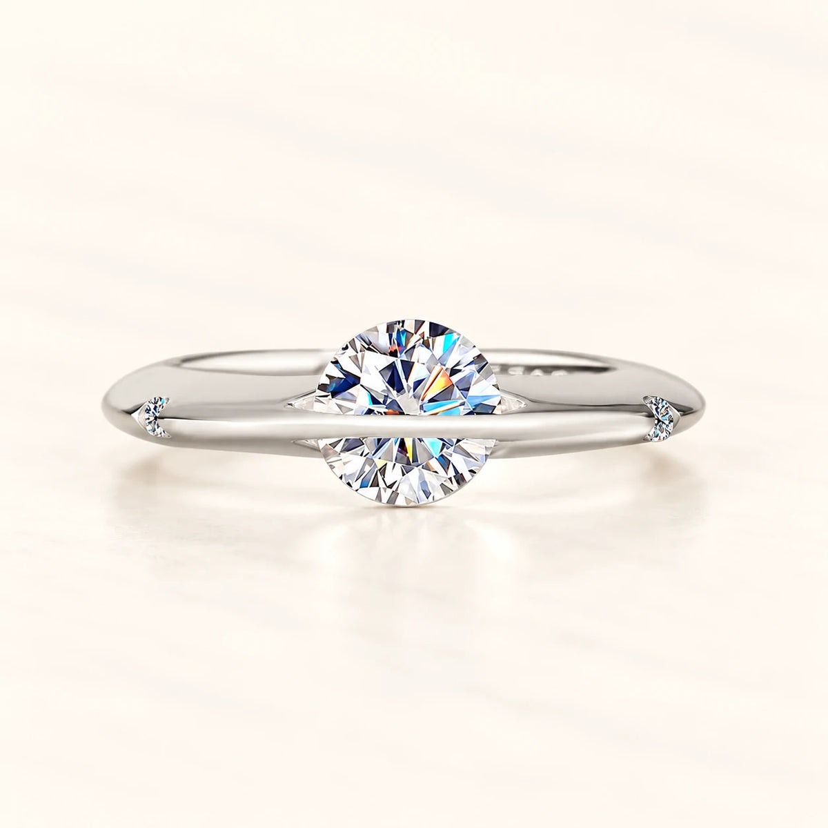 Valletro Rotating Moissanite Ring, silver color, main product view