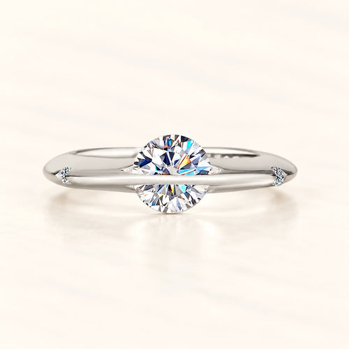 Valletro Rotating Moissanite Ring, silver color, main product view
