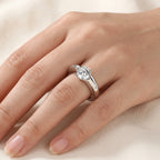 Valletro Rotating Moissanite Ring, silver color, view 2