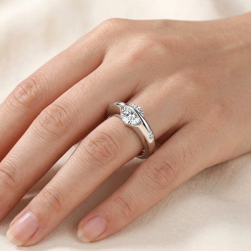 Valletro Rotating Moissanite Ring, silver color, view 2