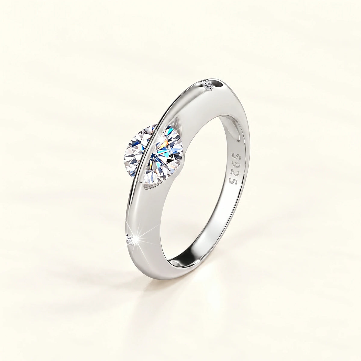 Valletro Rotating Moissanite Ring, silver color, view 3