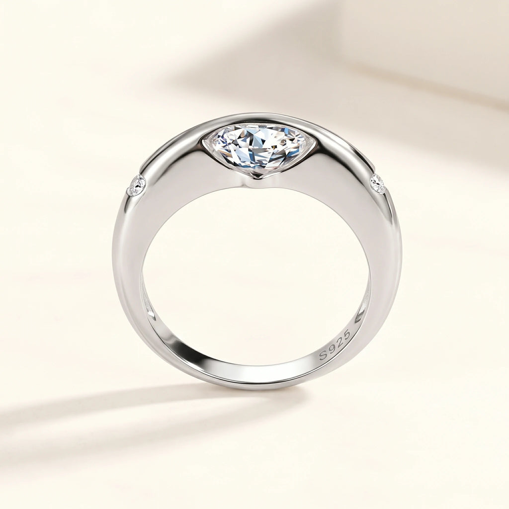 Valletro Rotating Moissanite Ring, silver color, view 5