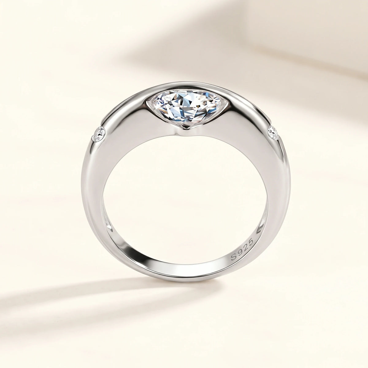 Valletro Rotating Moissanite Ring, silver color, view 5