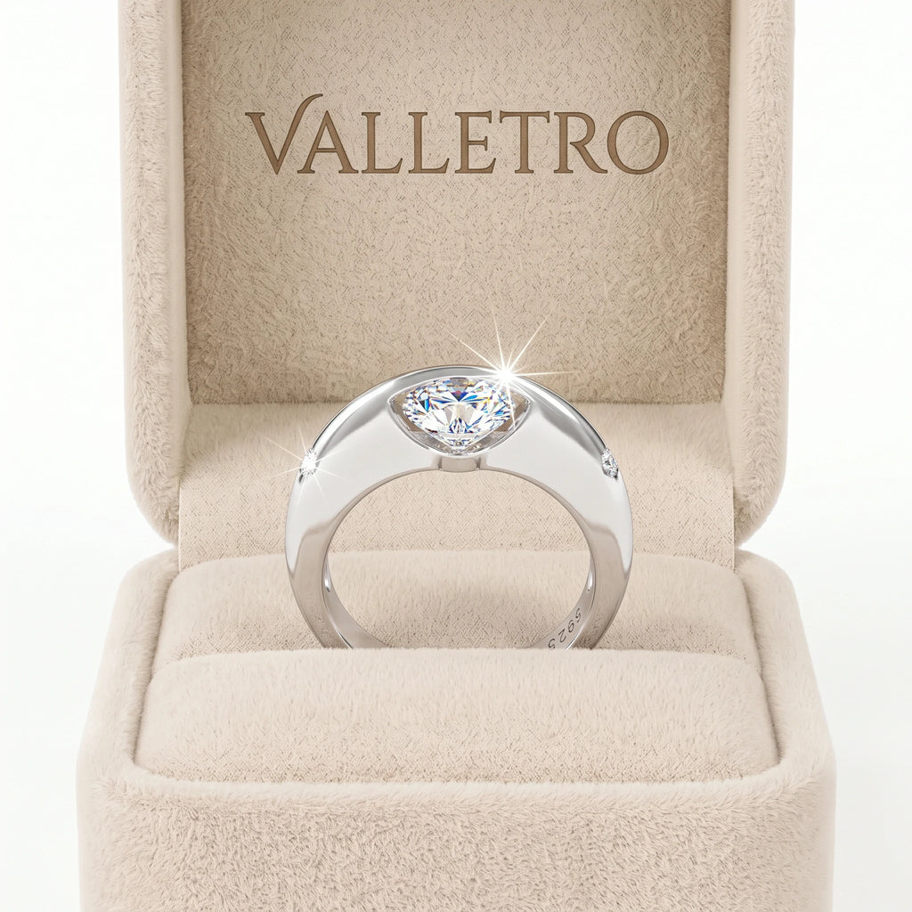 Valletro Rotating Moissanite Ring, silver color, view 6