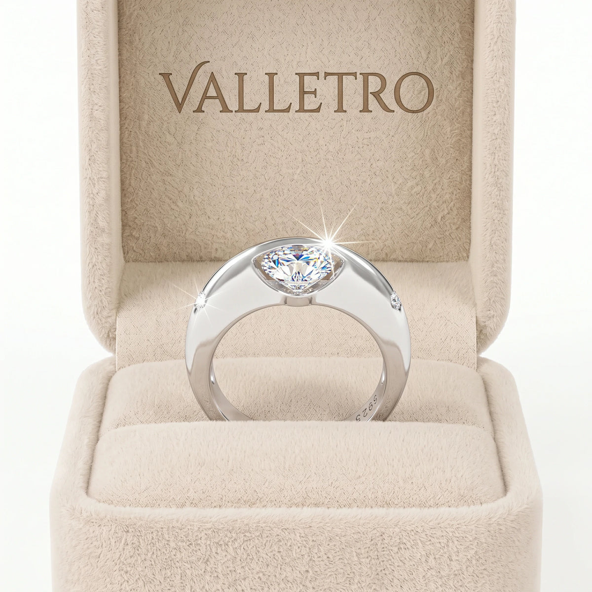 Valletro Rotating Moissanite Ring, silver color, view 6
