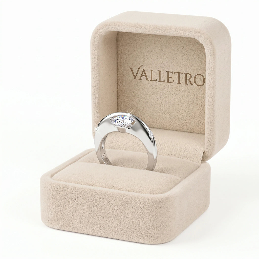 Valletro Rotating Moissanite Ring, silver color, view 7